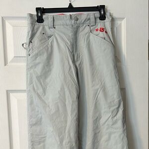 Ski Snowboarding Pants- Burton Girls XL Snow Pant, Light Grey/Orange Stitching